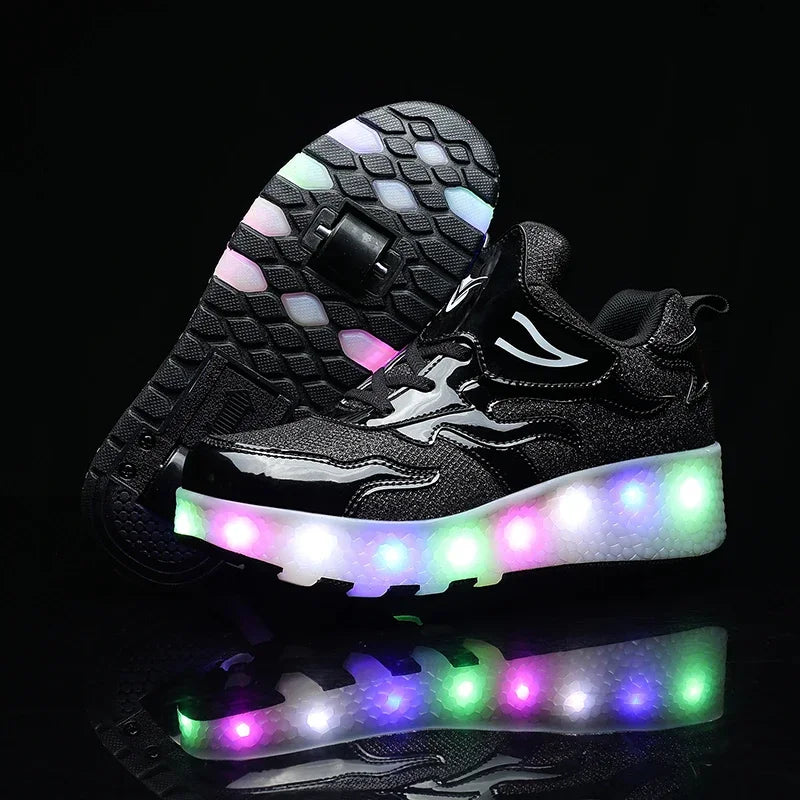 Light-Up Roller Sneakers for Kids – Illuminated Wheels with LED Lights for Boys & Girls – Skate Shoes with Retractable Wheels