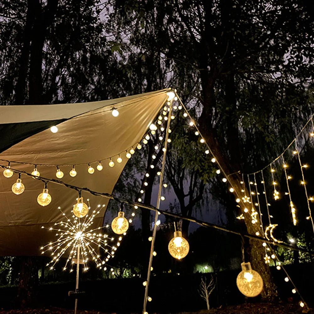 Outdoor LED String Lights Solar Powered Waterproof Decorative Yard Lighting 30 ft for Patio Garden Deck Backyard Pathway Landscape Accent