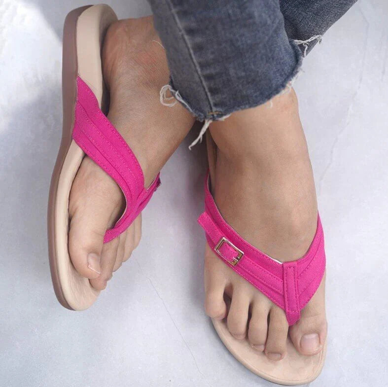 Orthopedic Arch Support Sandals for Women – Cushioned Footbed Slip-On Comfort Slides for Plantar Fasciitis & Flat Feet Relief