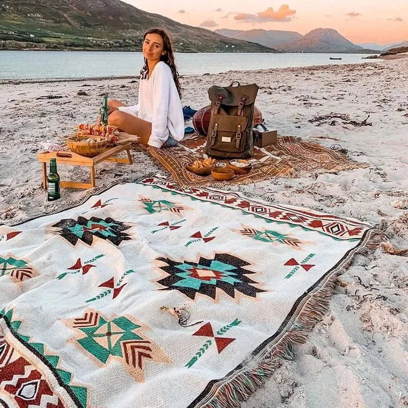 MEXIBREEZE – Bohemian Linen Blanket for Travel & Sofa Use