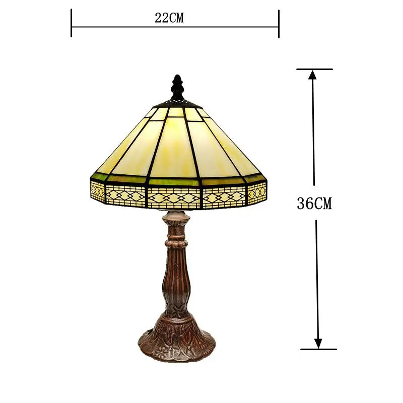 Handcrafted Art Glass Nightstand Lamp with Bronze Base – 8.7 in Shade, E27 Socket for Bedroom, Office & Living Room Accent