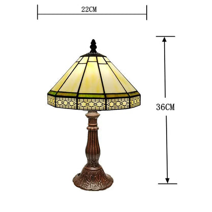 Handcrafted Art Glass Nightstand Lamp with Bronze Base – 8.7 in Shade, E27 Socket for Bedroom, Office & Living Room Accent