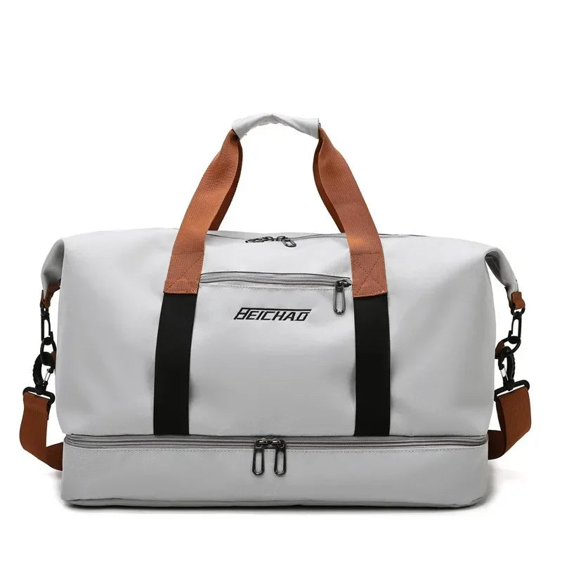 Women's Gym Duffel Bag with Shoe Compartment – Wet/Dry Separation Travel Bag, Shoulder & Crossbody Carry for Workout, Weekend Trips