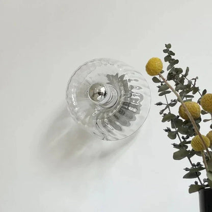 Fluted Glass Sconce E14 Socket Clear Shade Metal Frame Bedside Hallway Uplight Modern Minimalist Ambient Fixture for Bedroom Entry Living Sp