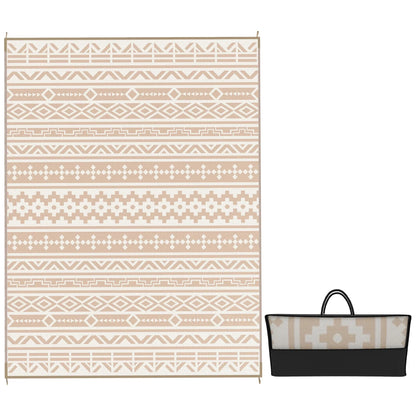 Reversible Outdoor Floor Mat 12 × 9 Feet Khaki Beige Polypropylene All-Weather Rug for Patio Garden Camping Beach Picnic Large Family Seatin