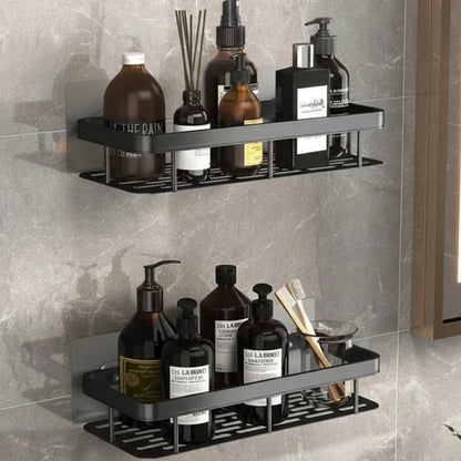 Wall-Mounted Corner Organizer Rack ABS Adhesive No-Drill Bathroom Caddy Triangle Rectangle Shape Holds Shampoo Soap Toiletries for Small Spa