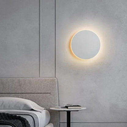 Round LED Sconce 12 in Aluminum Warm Glow for Bedroom Hallway Entryway Modern Minimalist Interior Ambient Lighting Fixtures
