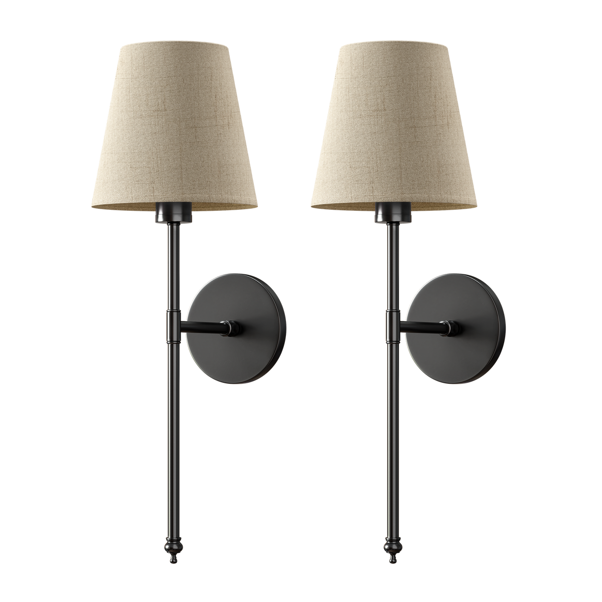 Rechargeable Sconce Set of 2 with Remote – Gold Metal & Linen Fabric, Dimmable RGB & White Light, 20 in Height