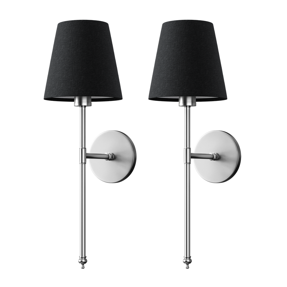 Cordless Sconce Pair Metal Arm Fabric Shade 20-Inch RGB Dimmable Rechargeable Bedside Reading Light Gold Black Finish Battery Operated Wall