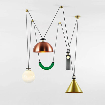 Modular Sculptural Ceiling Light with Adjustable Sections & Custom Finish Options for Dining Room Kitchen Living Room