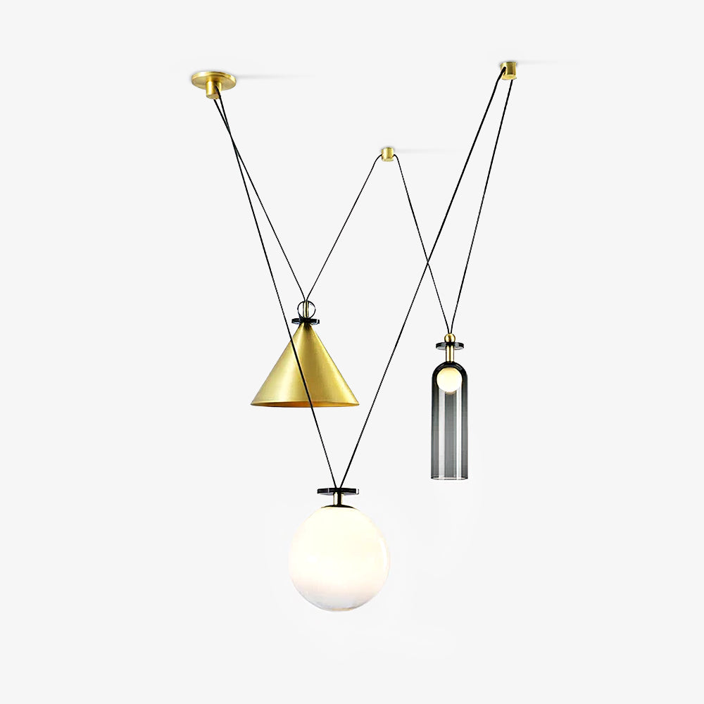 Modular Sculptural Ceiling Light with Adjustable Sections & Custom Finish Options for Dining Room Kitchen Living Room