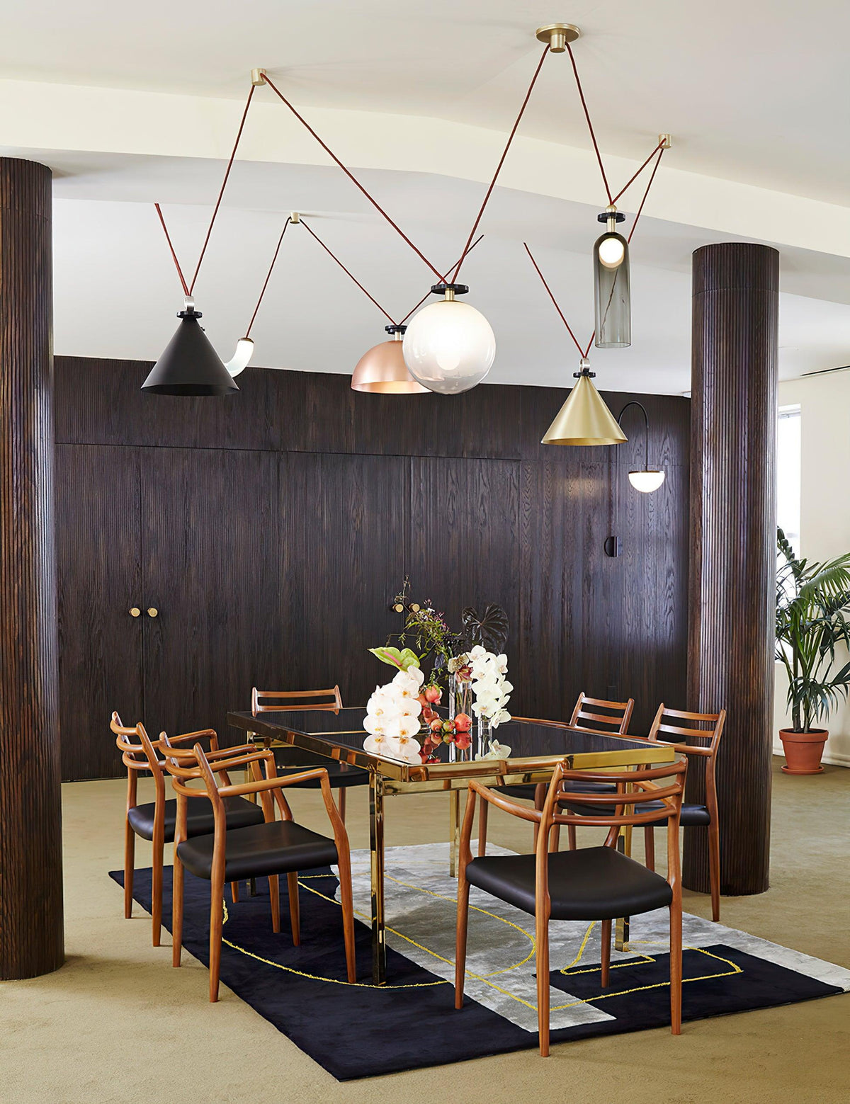 Modular Sculptural Ceiling Light with Adjustable Sections & Custom Finish Options for Dining Room Kitchen Living Room