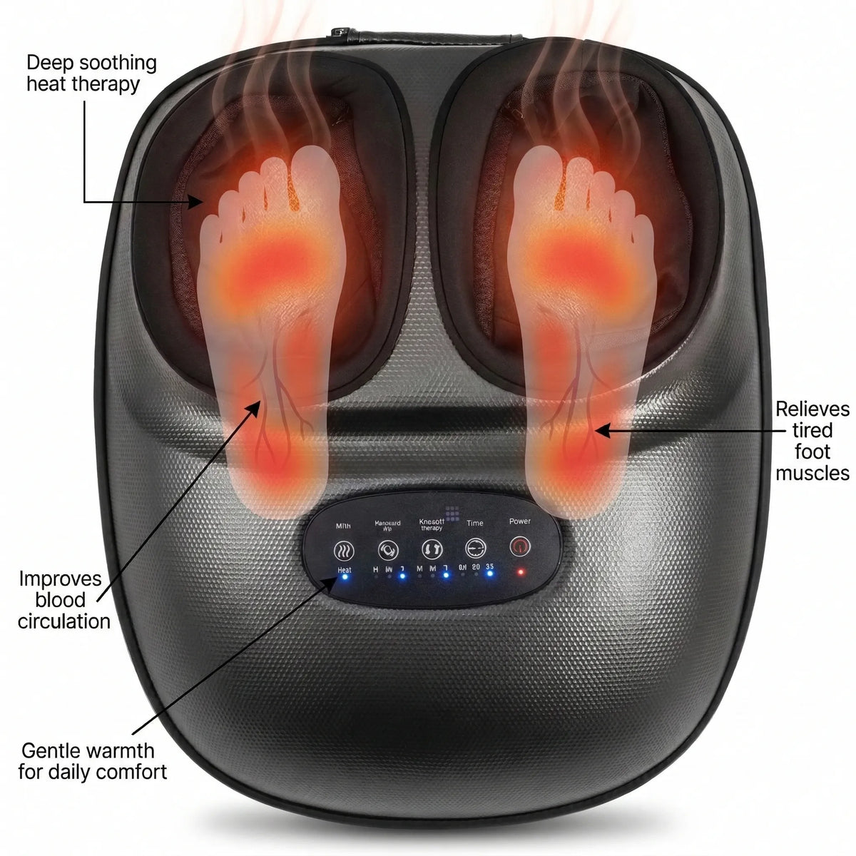 Electric Foot Massager with Rotating Nodes, Dual Heat Settings & Air Pressure for Home Relaxation After Work