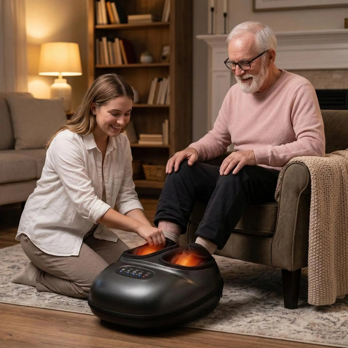 Electric Foot Massager with Rotating Nodes, Dual Heat Settings & Air Pressure for Home Relaxation After Work