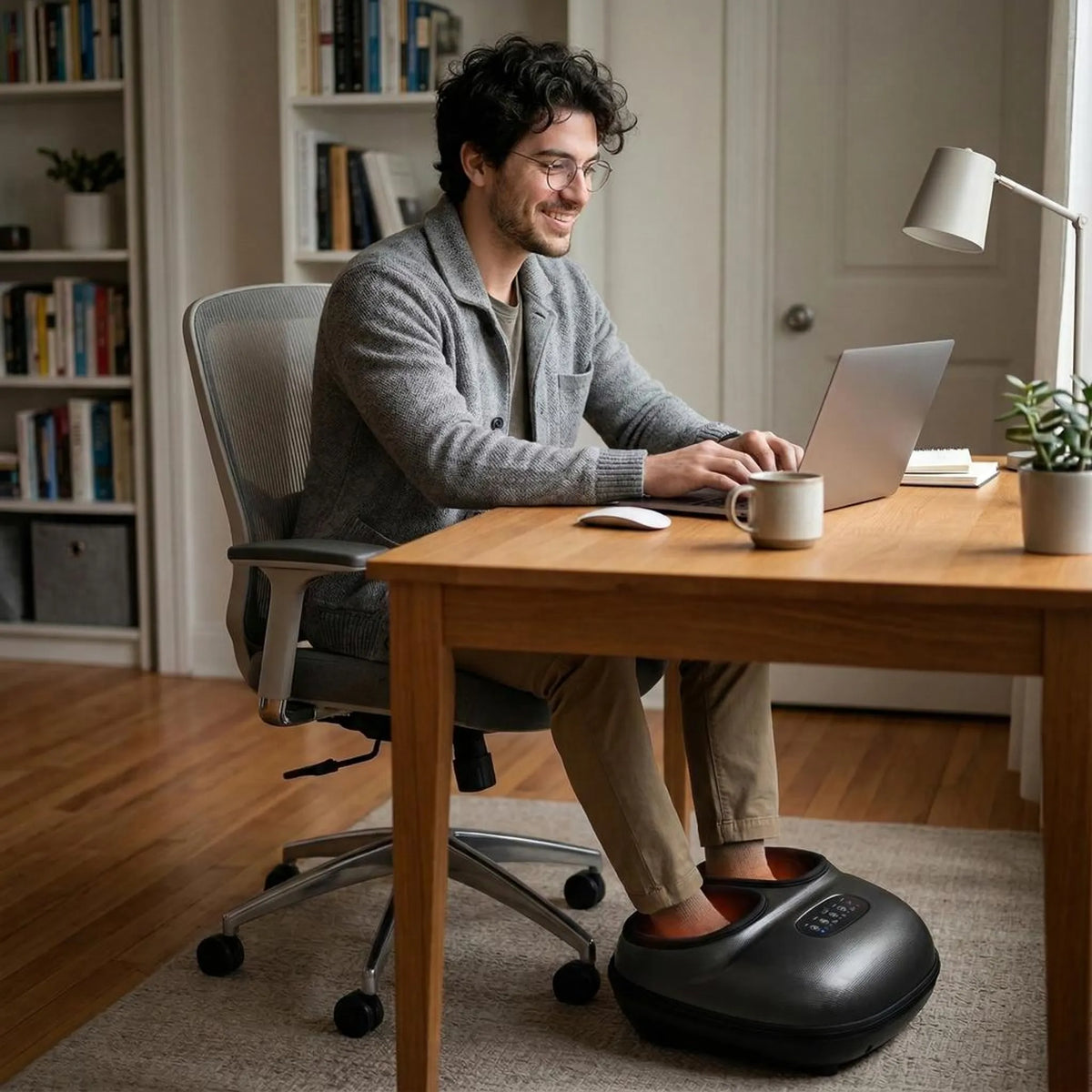 Electric Foot Massager with Rotating Nodes, Dual Heat Settings & Air Pressure for Home Relaxation After Work