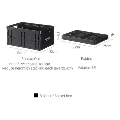 Collapsible Plastic Bin 14 x 10 x 7 Inches Gray Office File Holder Letter-Size Lightweight Desk Organizer Nestable Container for Home Worksp