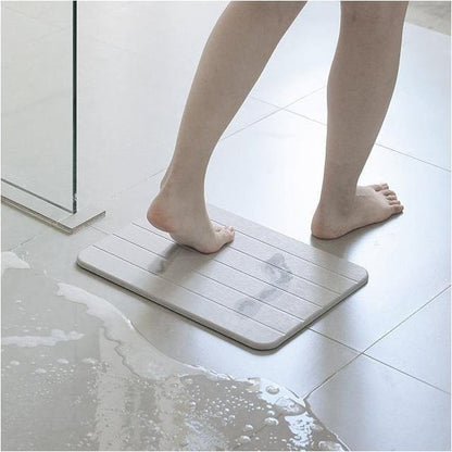 Diatomite Stone Bathroom Floor Mat 24×15 Inch Gray Fast-Drying Anti-Mold Moisture-Absorbing Pad Shower Tub Sink