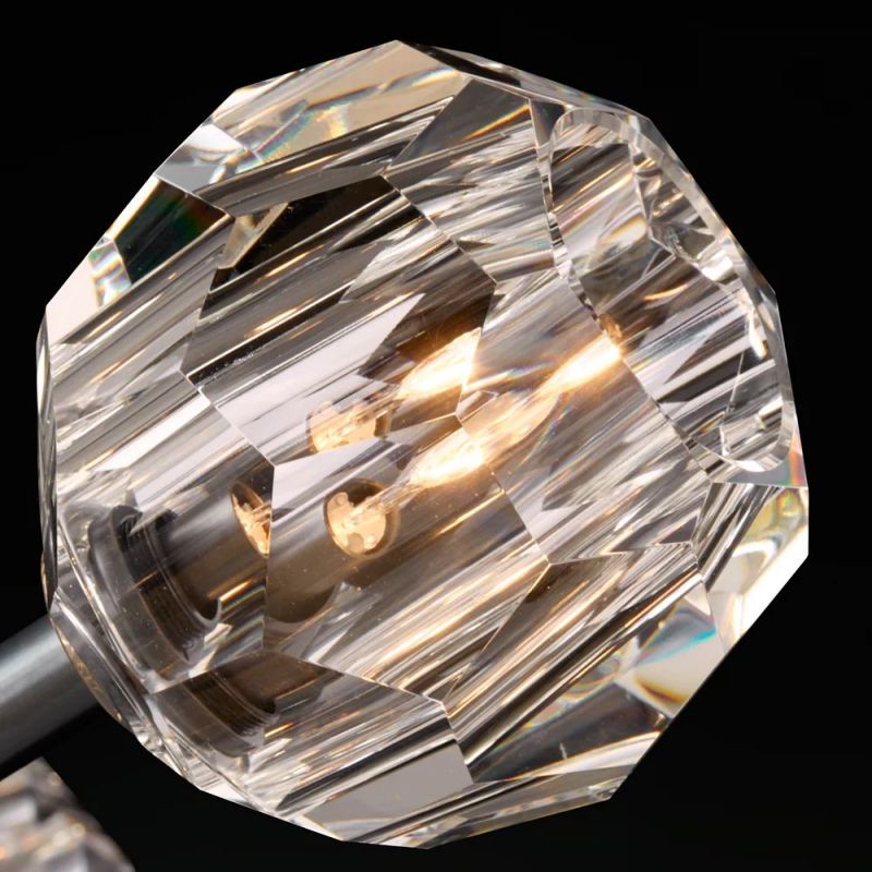 Linear Crystal Chandelier 60 Inch Brass 6-Light Dining Room Lighting Fixture Adjustable Height