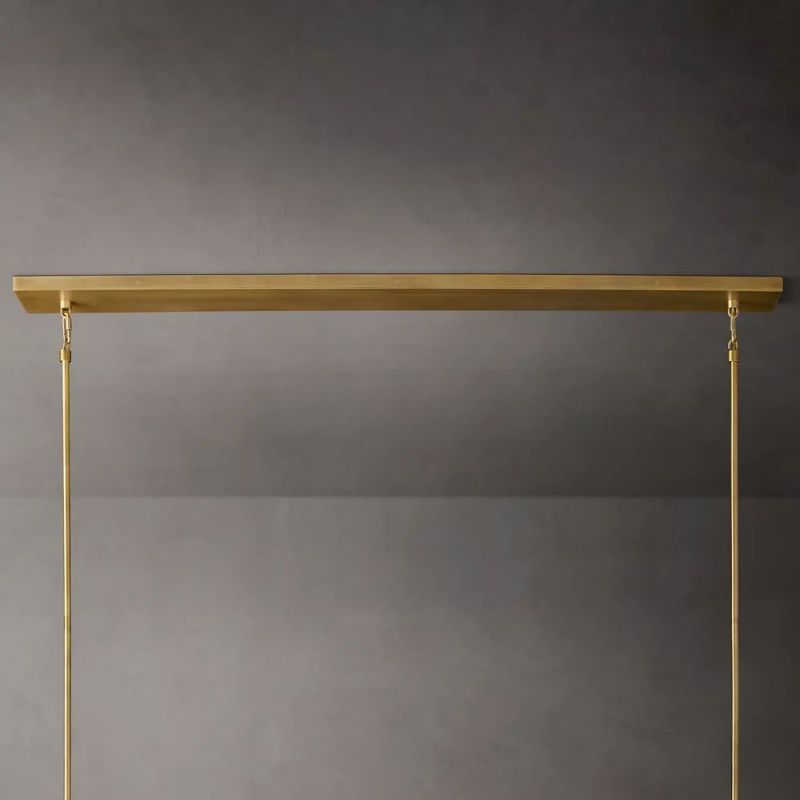 Linear Crystal Chandelier 60 Inch Brass 6-Light Dining Room Lighting Fixture Adjustable Height