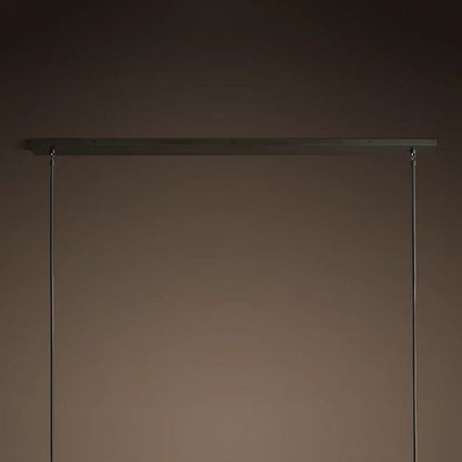 Linear Crystal Chandelier 60 Inch Brass 6-Light Dining Room Lighting Fixture Adjustable Height