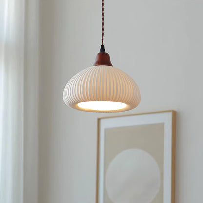 Ceramic Hanging Light Fixture White 9 Inch Diameter Adjustable Cord for Kitchen Island Dining Table Bedroom Restaurant Modern Farmhouse Styl