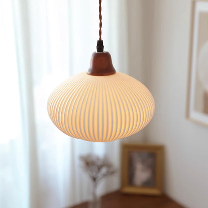 Ceramic Hanging Light Fixture White 9 Inch Diameter Adjustable Cord for Kitchen Island Dining Table Bedroom Restaurant Modern Farmhouse Styl