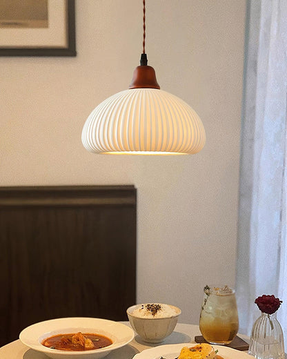 Ceramic Hanging Light Fixture White 9 Inch Diameter Adjustable Cord for Kitchen Island Dining Table Bedroom Restaurant Modern Farmhouse Styl