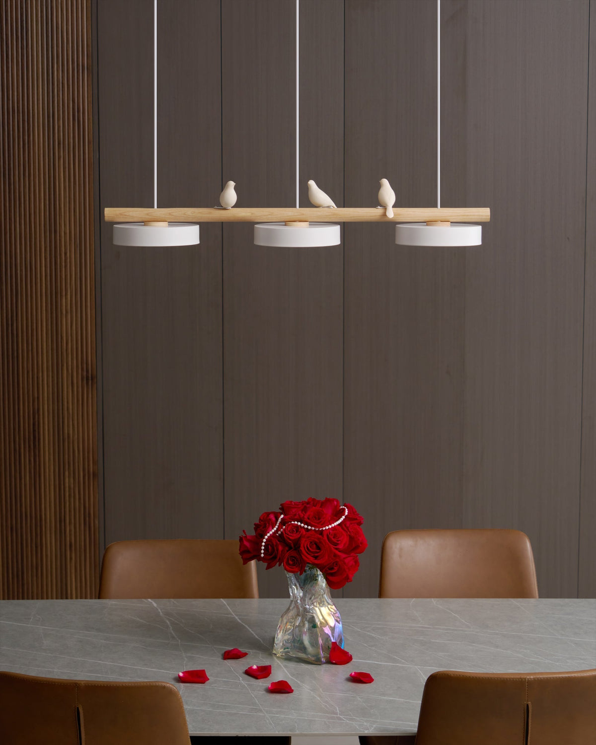 Sculptural Bird Ceiling Light 31 in with Movable Resin Accent LED Dimmable Metal Wood for Dining Room Bedroom Living Room Kitchen Modern Art