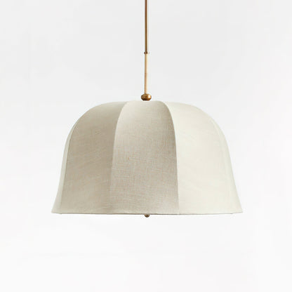 Fabric Drum Shade Ceiling Fixture 15 in Gold Metal Frame Height-Adjustable Drop Light for Dining Spaces Bedchambers Entryways Modern Farmhou