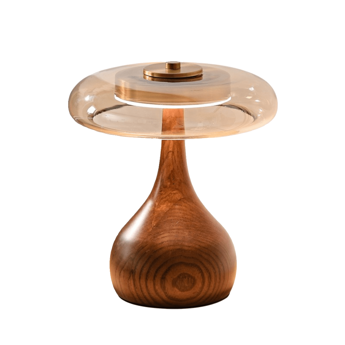 LED Desk Lamp with Amber Glass Shade & Natural Wood Base for Home Office, Bedroom & Nightstand | Adjustable Color Temperature 3000K-6000K