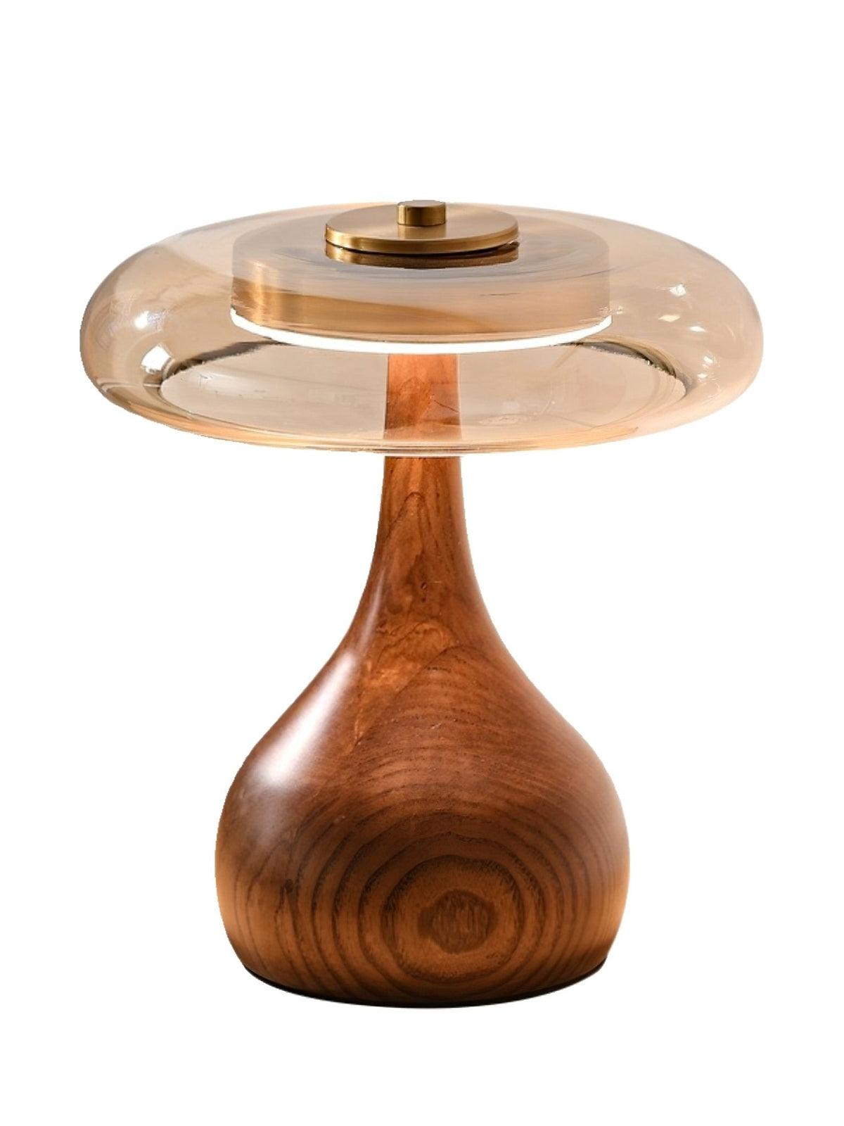 LED Desk Lamp with Amber Glass Shade & Natural Wood Base for Home Office, Bedroom & Nightstand | Adjustable Color Temperature 3000K-6000K