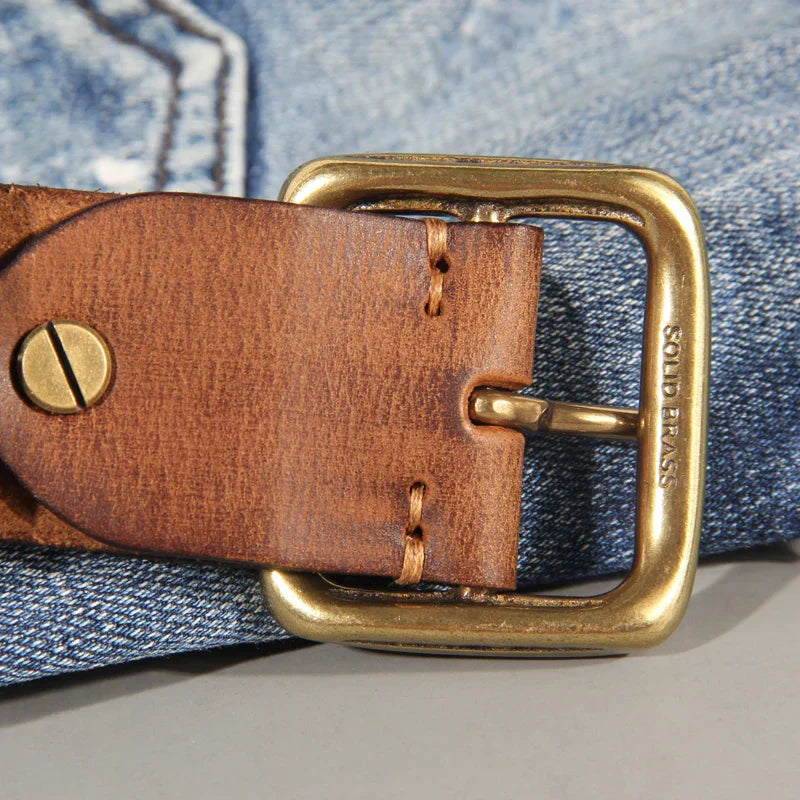 Sierra Collection | Leather Belt for Men with Solid Brass Buckle | Durable Accessory for Everyday Style