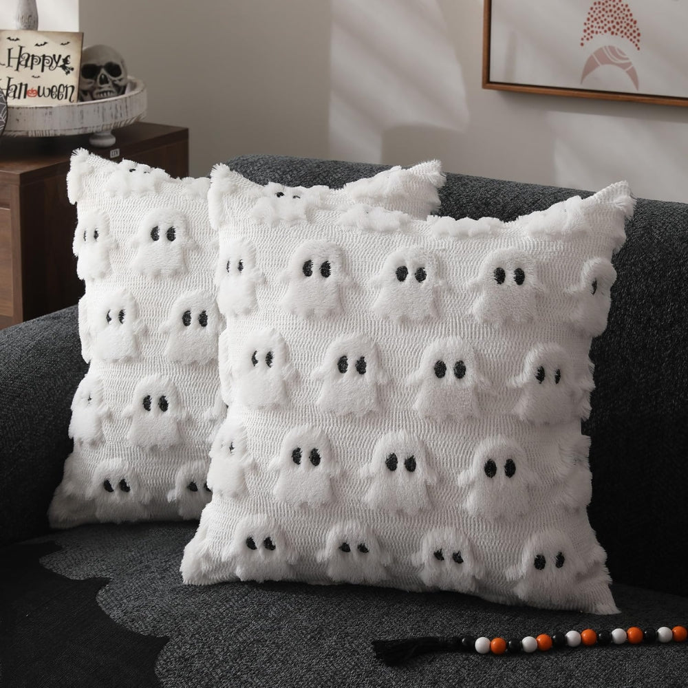Sierra Halloween Cushion Cover - Plush Microfiber, 3D Ghost Design