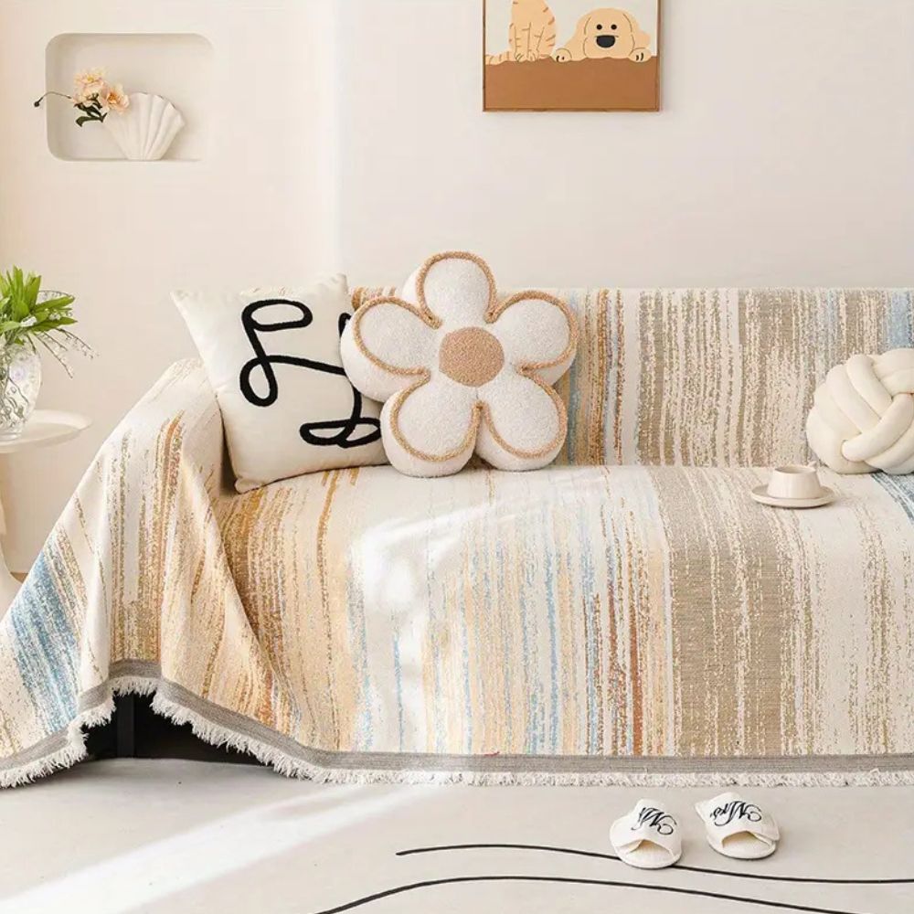 Sierra Sofa Cover - Premium Chenille, Color Striped Design