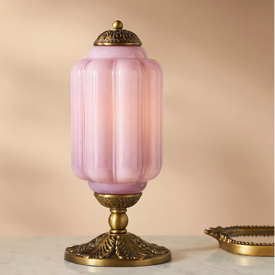 Frosted Glass Accent Lamp 16 Inches Tall Brass Base Bedside Nightstand Light Warm Diffused Illumination Retro Style Desk Lighting