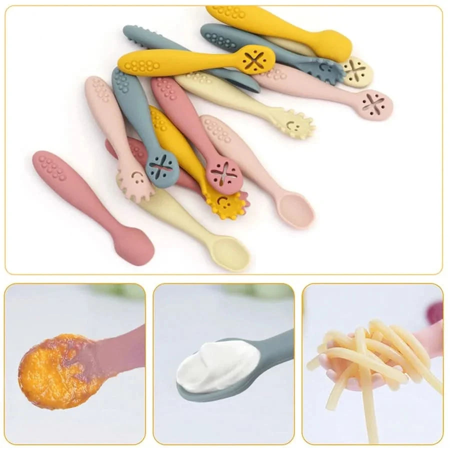 SILIFEED – Silicone baby utensils set 3PCS soft fork and spoon for toddler self-feeding