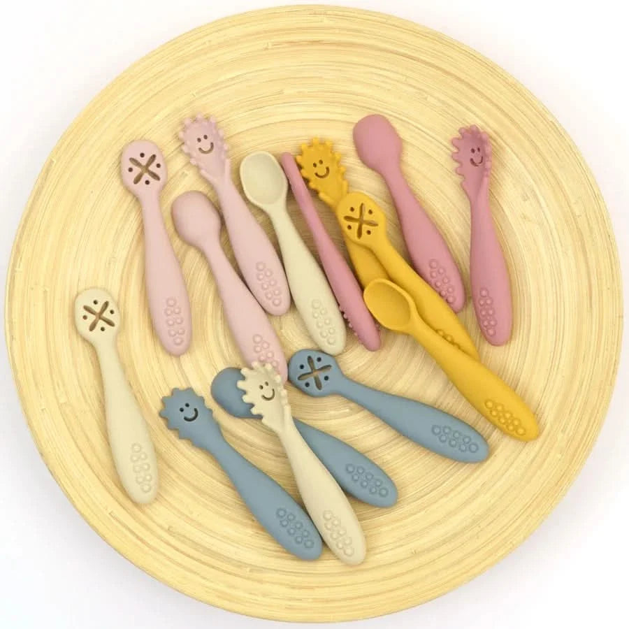 SILIFEED – Silicone baby utensils set 3PCS soft fork and spoon for toddler self-feeding