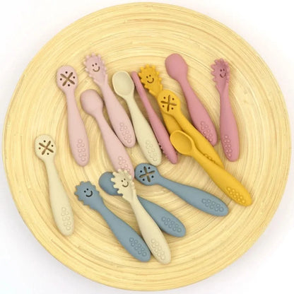 SILIFEED – Silicone baby utensils set 3PCS soft fork and spoon for toddler self-feeding