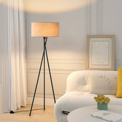 Upright Light with Cloth Shade 16-Inch for Living Room Bedroom & Reading Cozy Ambient Illumination Iron Base Modern Minimalist Home Accent