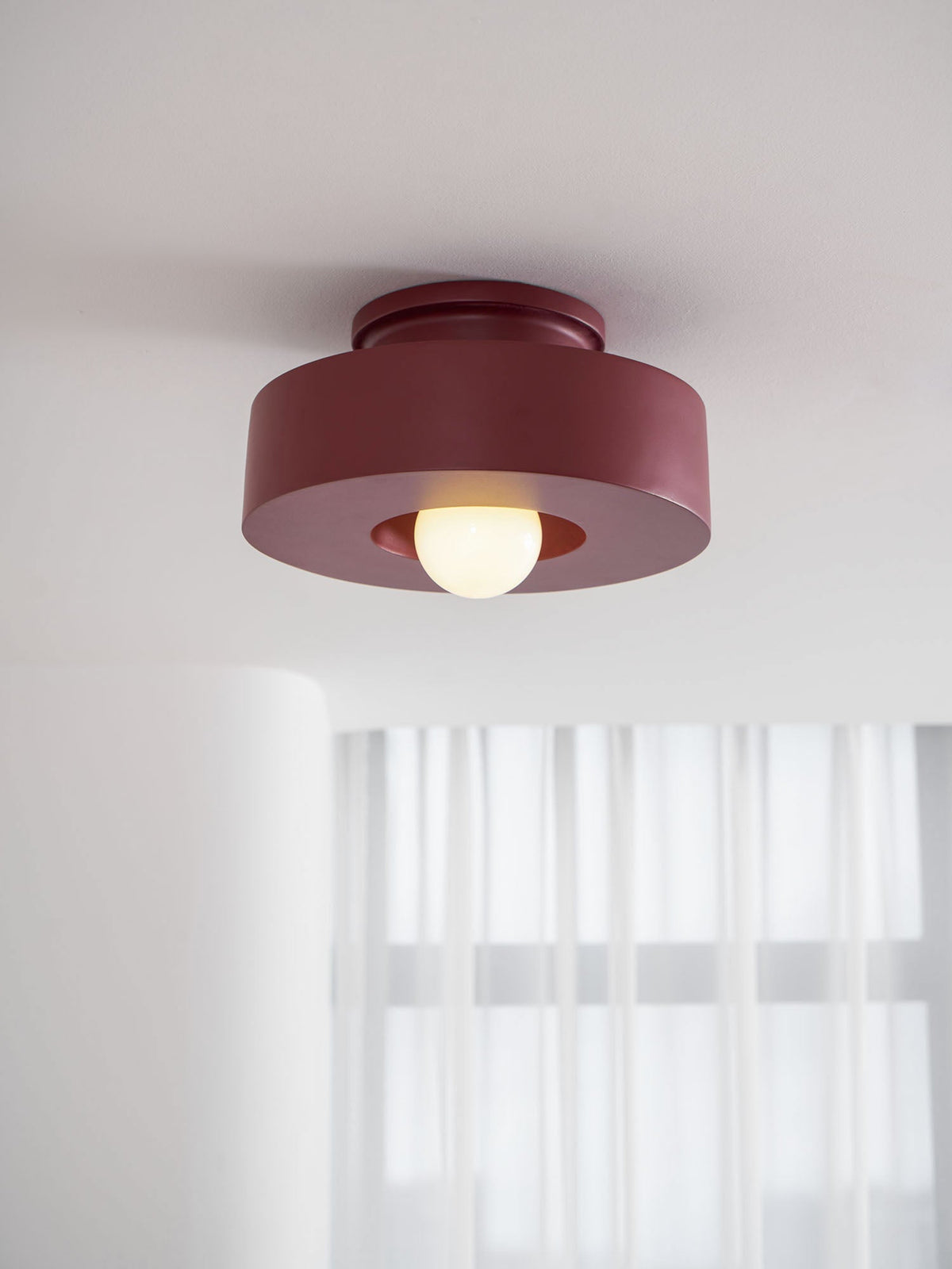 Sculptural Flush Mount Light 12 Inch Geometric Polymer Fixture E26 E27 for Bedroom Living Room Kitchen in Red Green Black