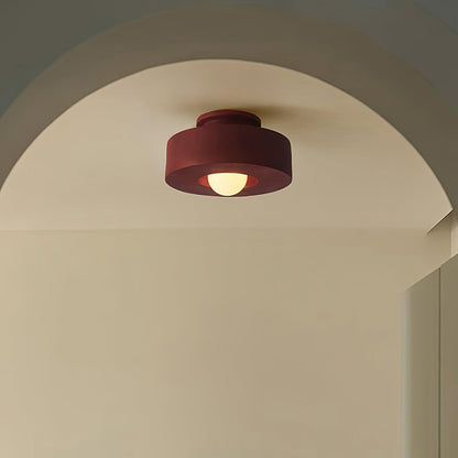 Sculptural Flush Mount Light 12 Inch Geometric Polymer Fixture E26 E27 for Bedroom Living Room Kitchen in Red Green Black