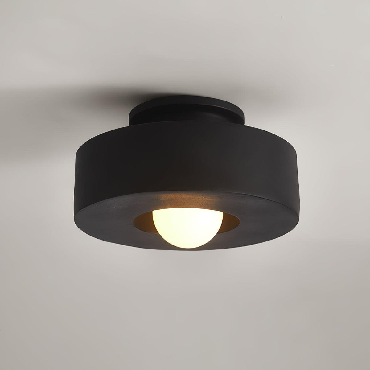 Sculptural Flush Mount Light 12 Inch Geometric Polymer Fixture E26 E27 for Bedroom Living Room Kitchen in Red Green Black