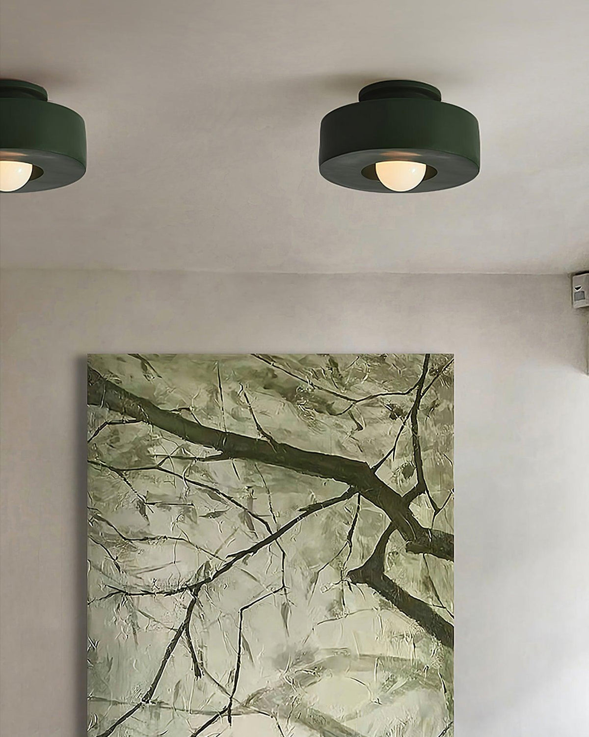 Sculptural Flush Mount Light 12 Inch Geometric Polymer Fixture E26 E27 for Bedroom Living Room Kitchen in Red Green Black