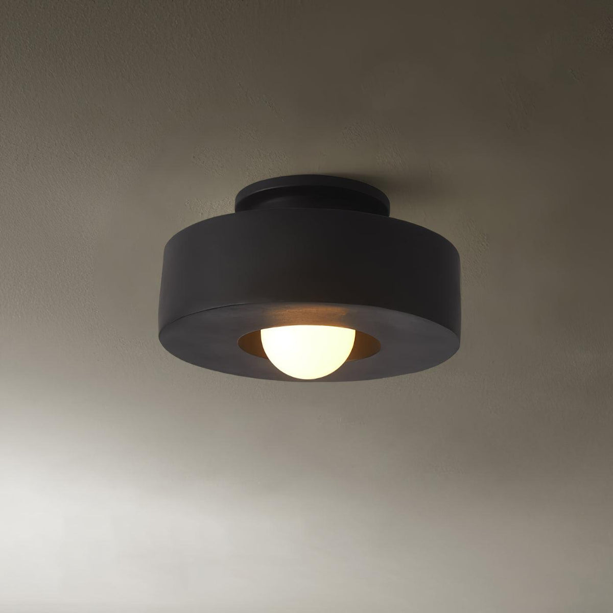 Sculptural Flush Mount Light 12 Inch Geometric Polymer Fixture E26 E27 for Bedroom Living Room Kitchen in Red Green Black
