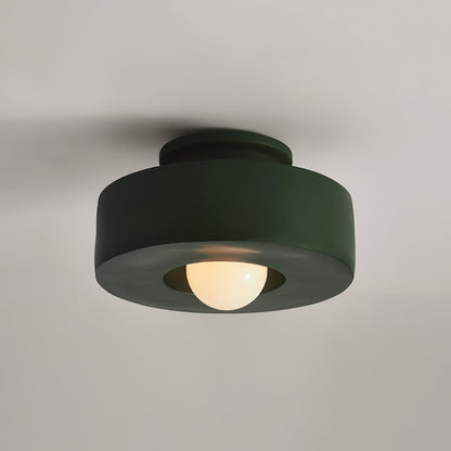 Sculptural Flush Mount Light 12 Inch Geometric Polymer Fixture E26 E27 for Bedroom Living Room Kitchen in Red Green Black
