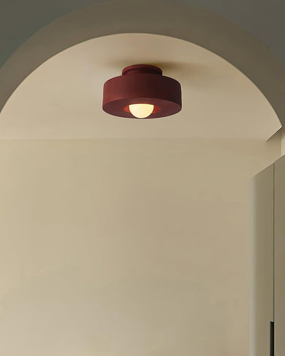 Sculptural Flush Mount Light 12 Inch Geometric Polymer Fixture E26 E27 for Bedroom Living Room Kitchen in Red Green Black