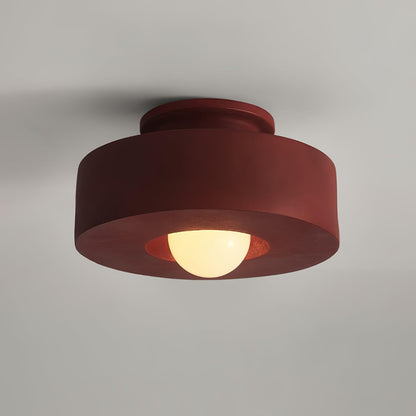 Sculptural Flush Mount Light 12 Inch Geometric Polymer Fixture E26 E27 for Bedroom Living Room Kitchen in Red Green Black