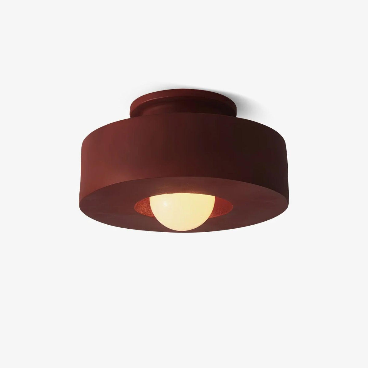 Sculptural Flush Mount Light 12 Inch Geometric Polymer Fixture E26 E27 for Bedroom Living Room Kitchen in Red Green Black