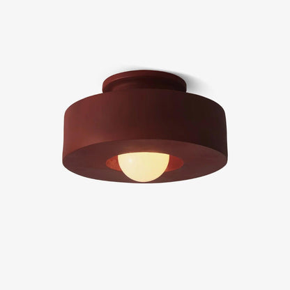 Sculptural Flush Mount Light 12 Inch Geometric Polymer Fixture E26 E27 for Bedroom Living Room Kitchen in Red Green Black