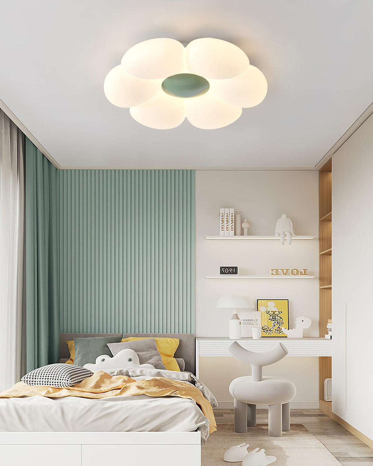 Flush Mount LED Ceiling Light 20 in Diameter Metal Acrylic Fixture for Bedrooms Dining Rooms Living Spaces Low Profile Modern Overhead Light